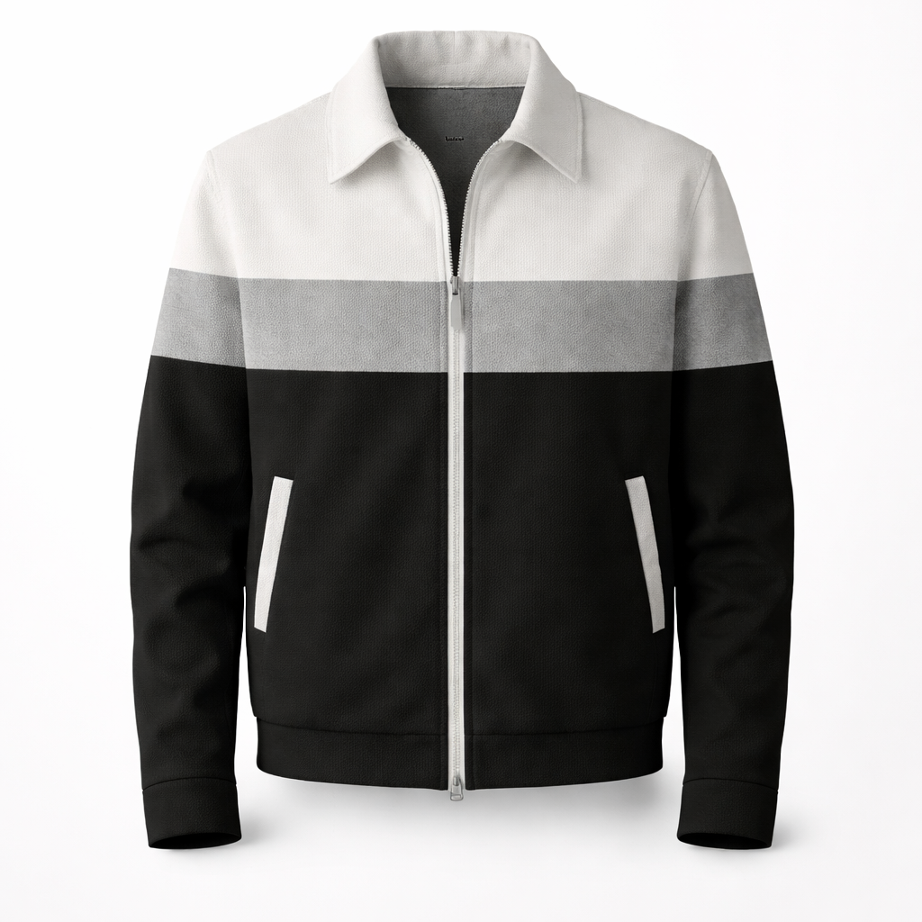 Men's colour block zip jacket in a suede look with a point collar - grey