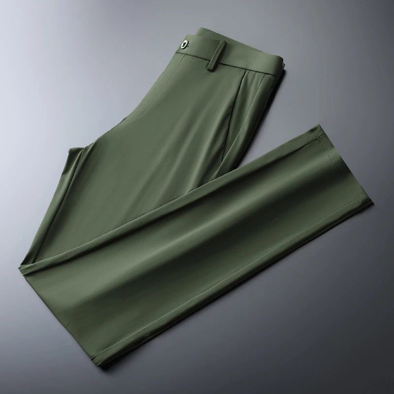 Men's cool-touch stretch trousers with a straight leg, belt loops and slant pockets - view 8