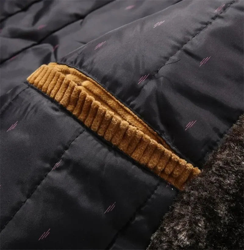 Men's corduroy jacket with a faux fur collar, quilted lining, zip and ribbed cuffs