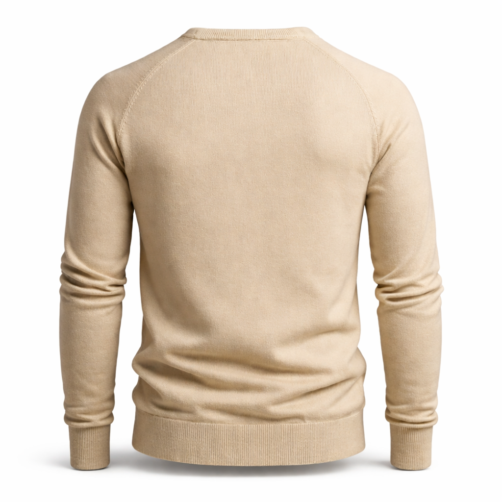 Men's crew neck jumper with a raised diamond knit on the front