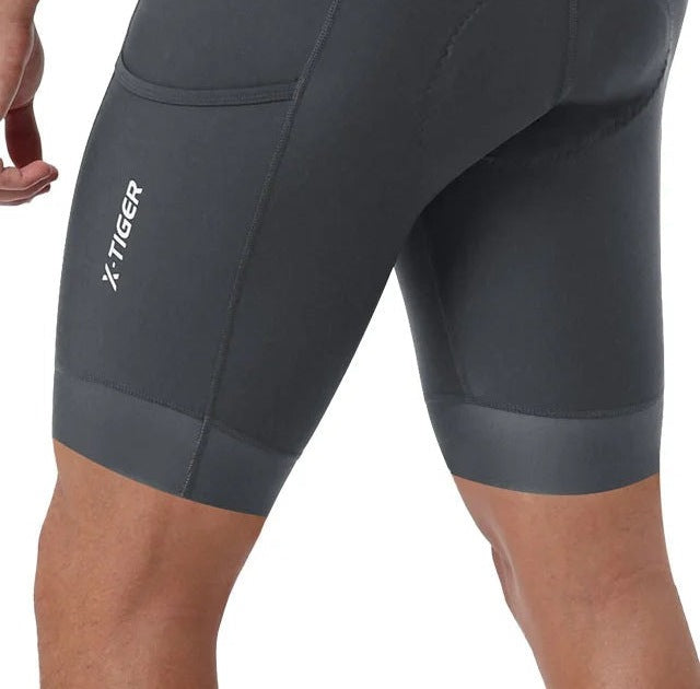 Men's cycling shorts with a 5D gel pad and phone pocket - grey