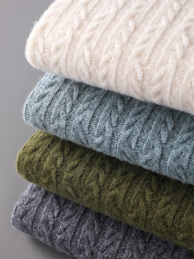 Men's crew neck jumper in a dense cable knit with ribbed trims - view 5