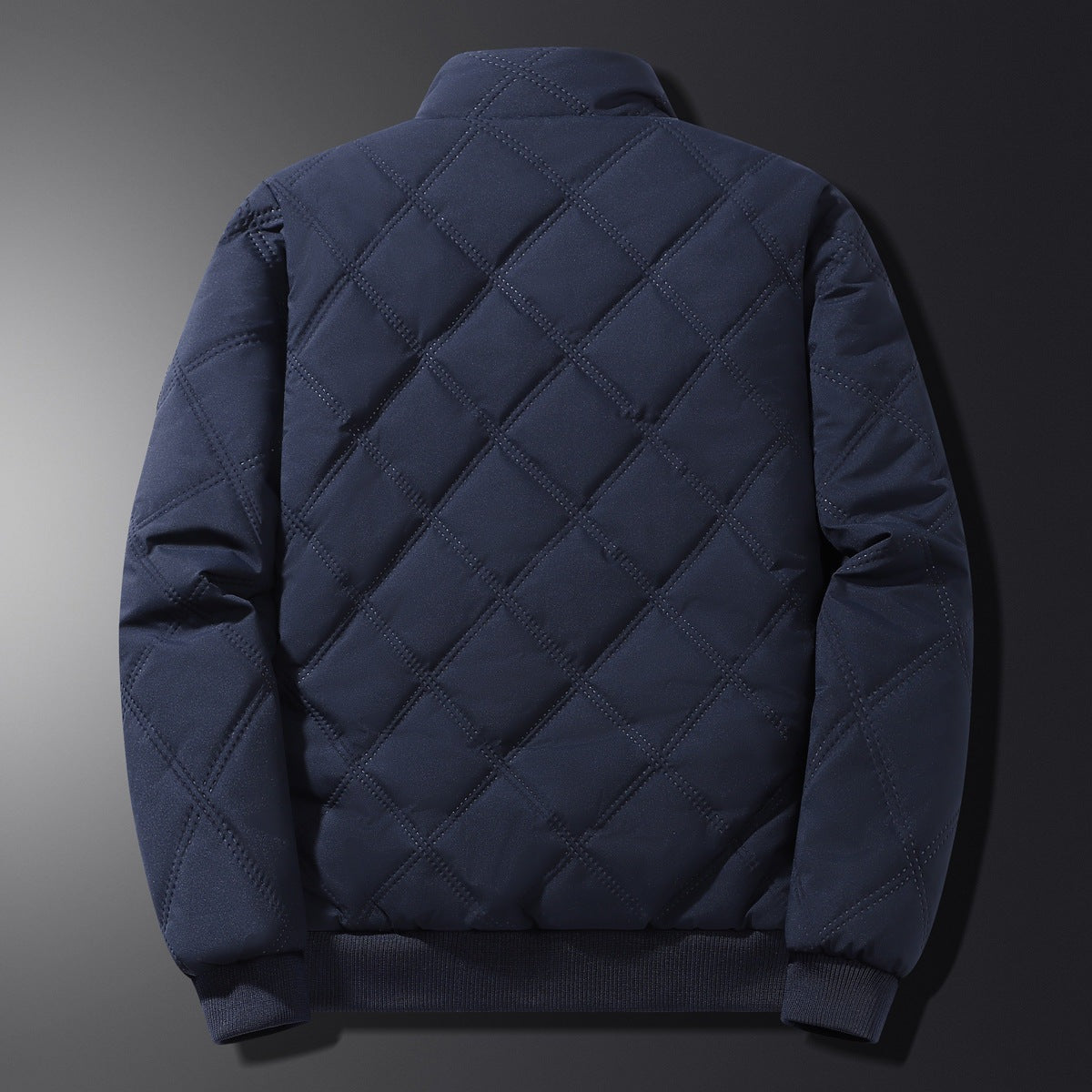 Men's diamond-quilted jacket with a plush lining and stand collar - view 10
