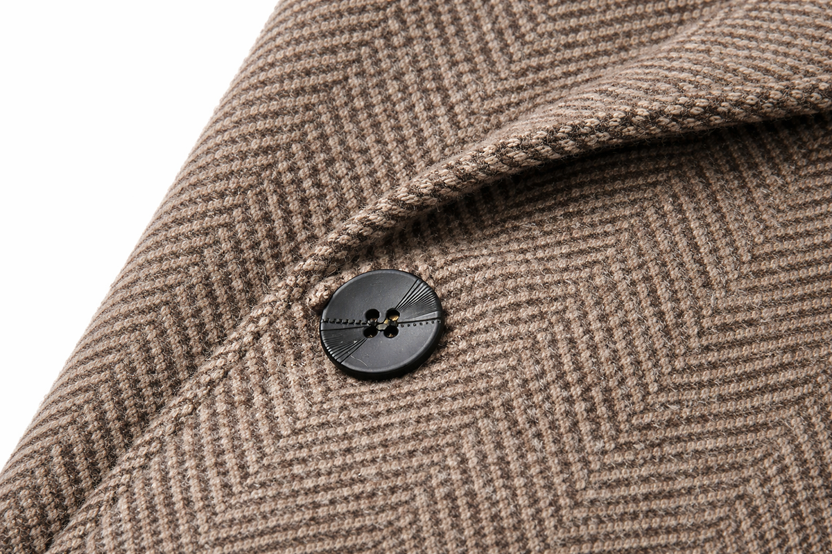 Men's double-breasted herringbone coat with wide lapels