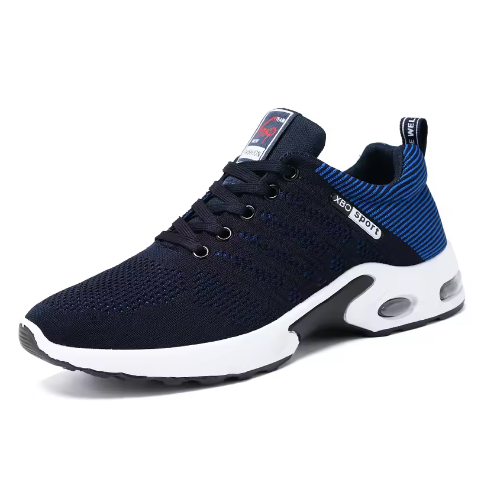 Men's ergonomic knit trainers with an air cushion heel