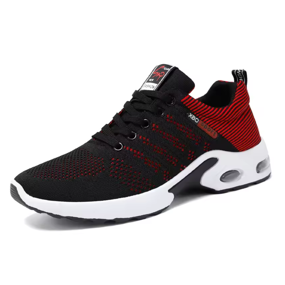 Men's ergonomic knit trainers with an air cushion heel