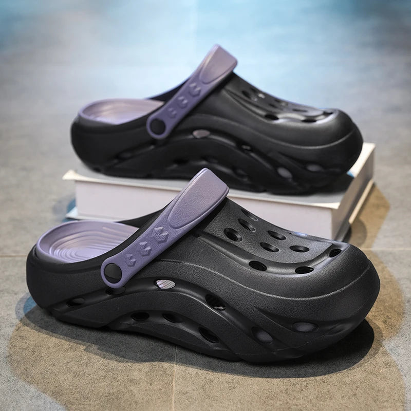 EVA clogs with a closed toe, vent holes, thick sole and pivoting heel strap - view 2