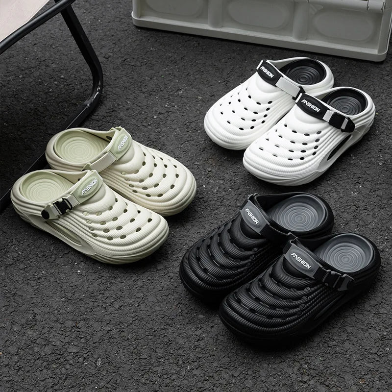 Men's clogs in EVA with vent holes, thick ribbed sole and buckle heel strap - view 5