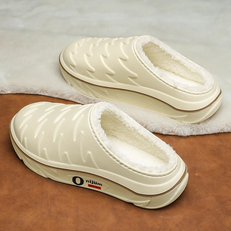 Men's slippers in EVA with fleece lining, thick sole and open heel - view 2
