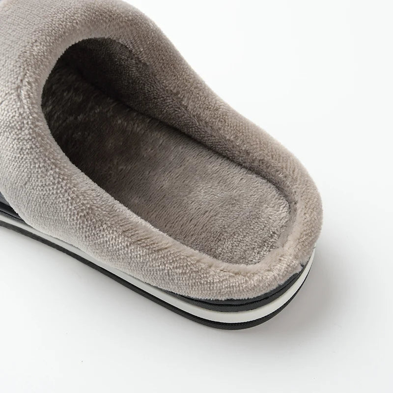 Men's mule slippers in faux leather with a plush cuff, plush lining and open heel - view 6