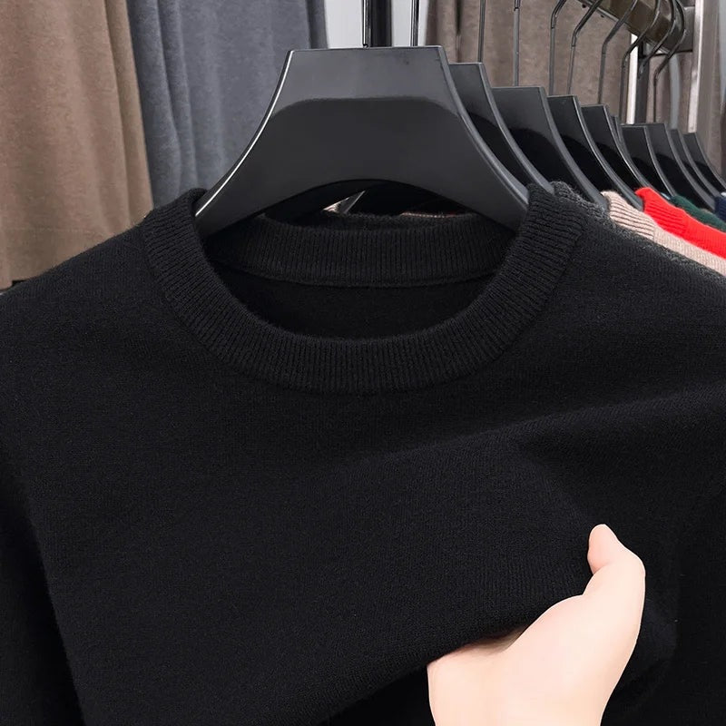 Men's fine knit crew neck jumper with narrow ribbed trims - view 10