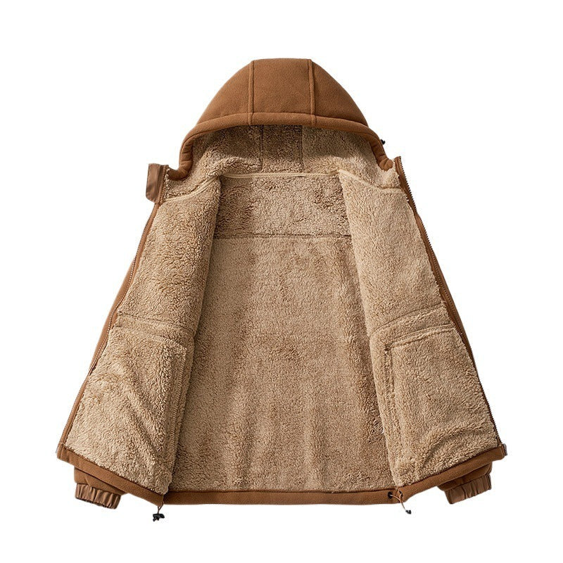 Men's fleece jacket with a teddy lining and an adjustable hood - view 5