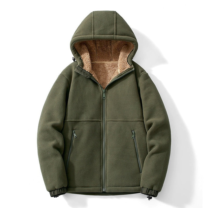 Men's fleece jacket with a teddy lining and an adjustable hood - view 7
