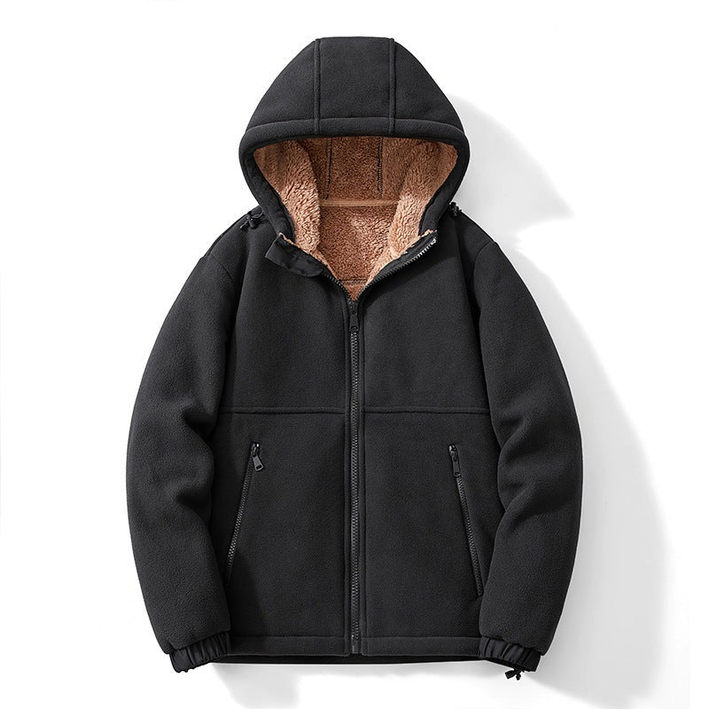 Men's fleece jacket with a teddy lining and an adjustable hood - view 9