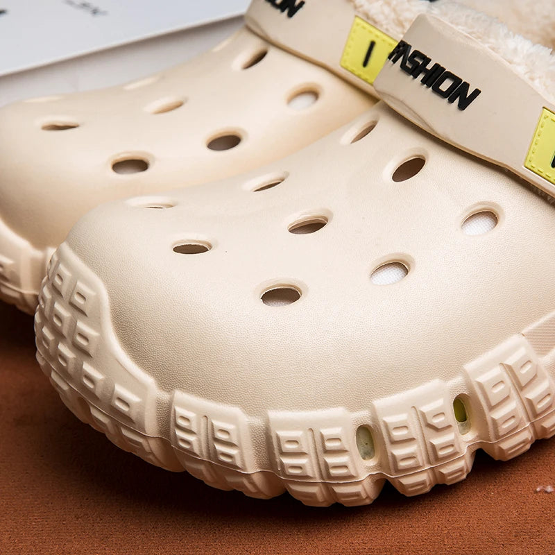 Clog slippers with a vented EVA upper, fleece lining, thick sole and pivoting heel strap - view 2