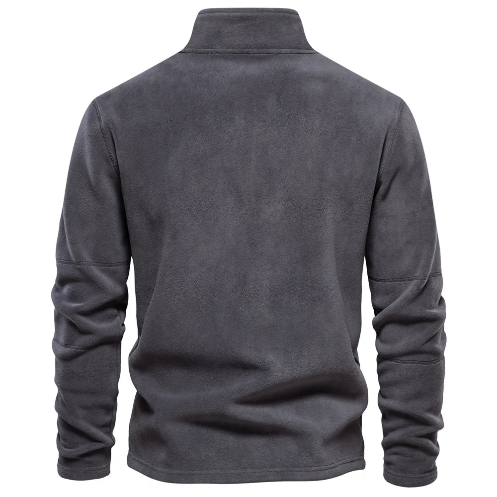 Men's fleece quarter-zip jumper with a stand collar