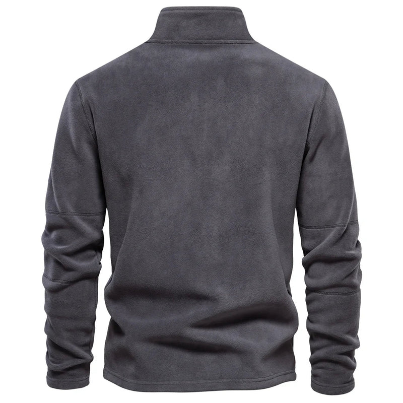 Men's fleece quarter-zip jumper with a stand collar
