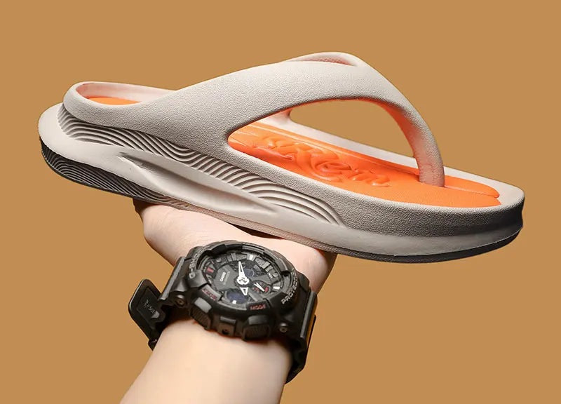 Men's flip flops in EVA with a thick sole and nubbed footbed in a contrast colour - view 8