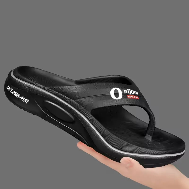 Men's EVA flip flops with thick sole, wide strap and smooth toe post - view 2