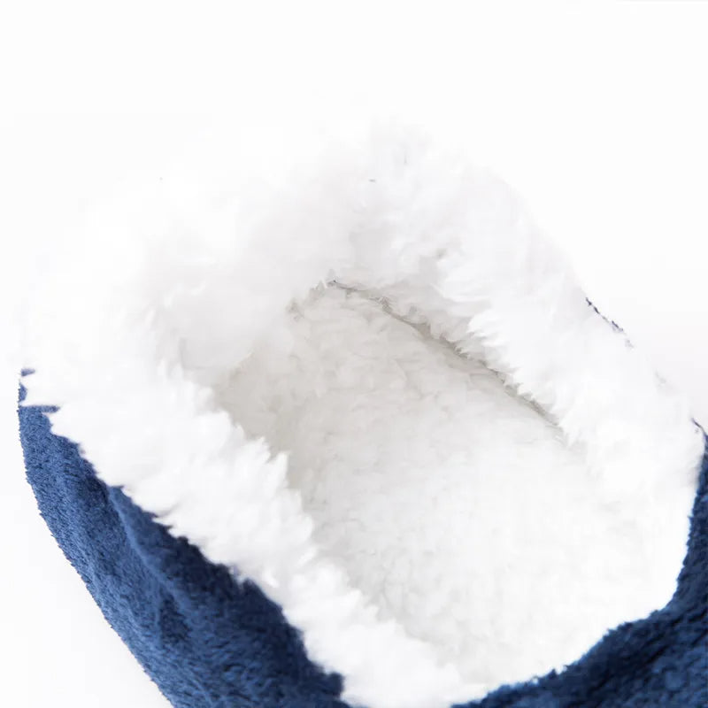 Men's velour bootie slippers with a teddy lining and folded cuff - view 7