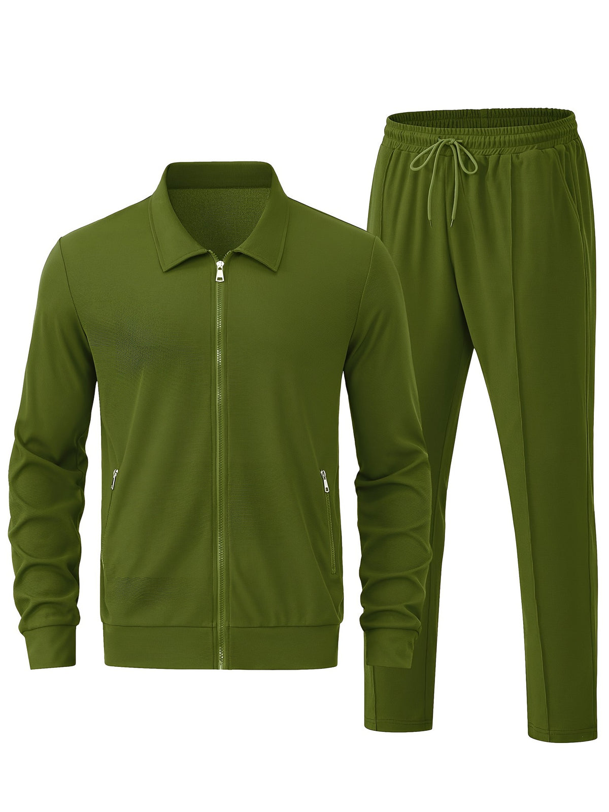 Men's two-piece tracksuit in olive green, jacket and trousers