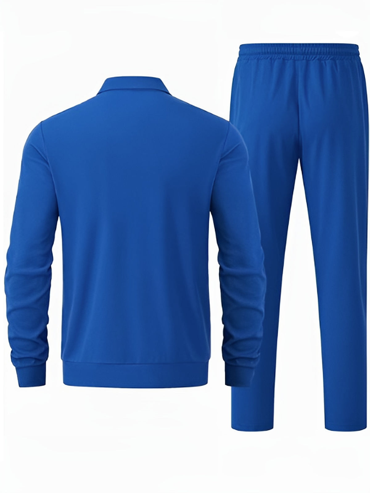 Men's two-piece tracksuit in royal blue, laid flat