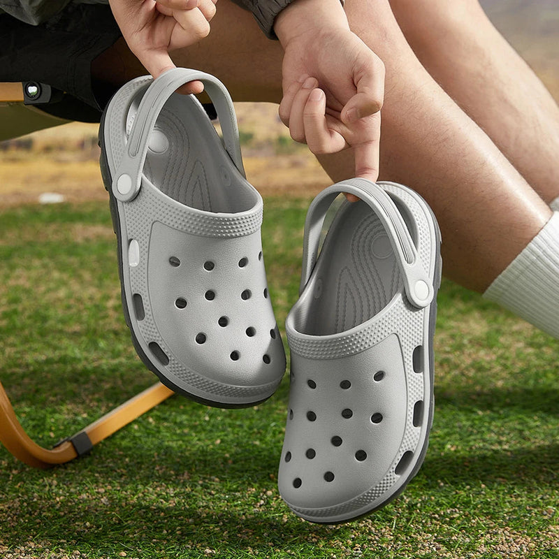 Men's garden clogs in EVA with vent holes, heel strap and dark tread sole - view 2