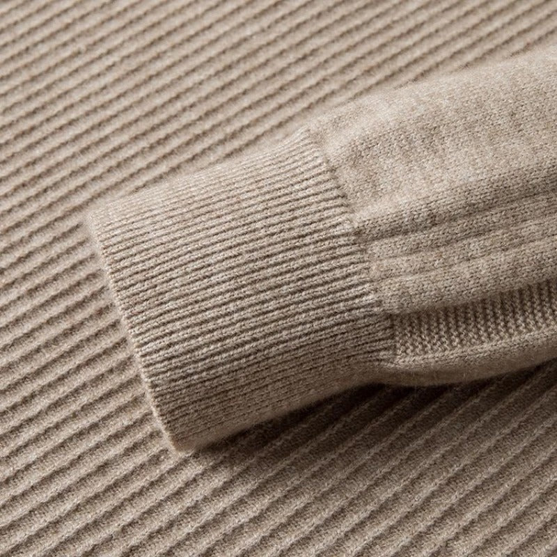 Men's half-zip jumper with a stand collar in a diagonal rib knit - view 4