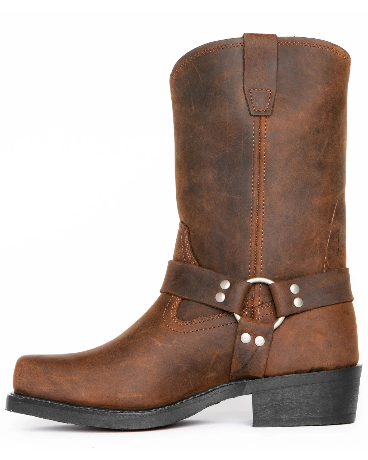 Men's harness boots in PU leather with a square toe and ring strap - view 10