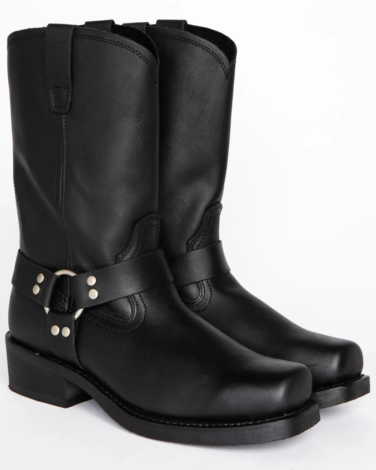Men's harness boots in PU leather with a square toe and ring strap - view 6