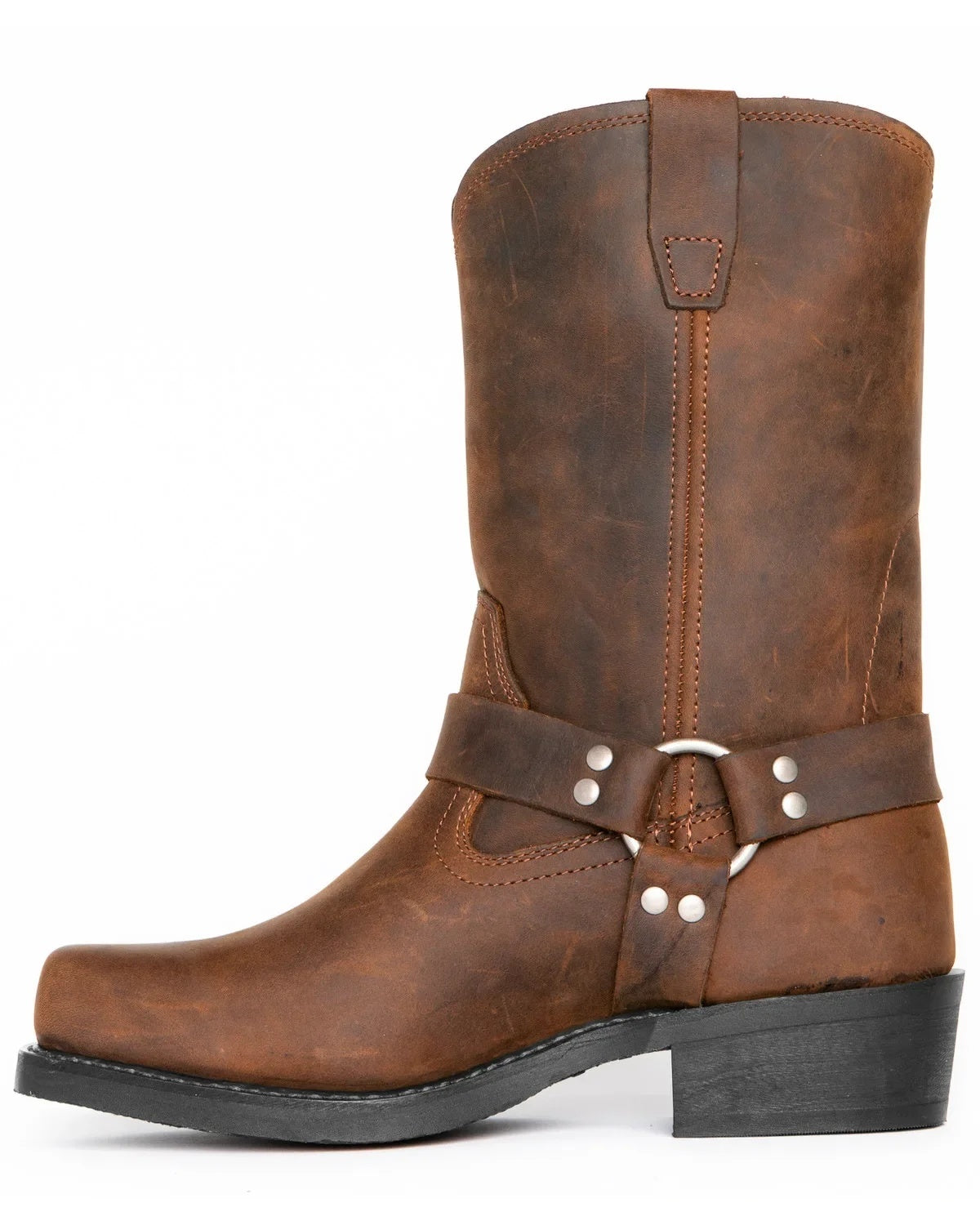 Men's harness boots in PU leather with a square toe and ring strap - view 8