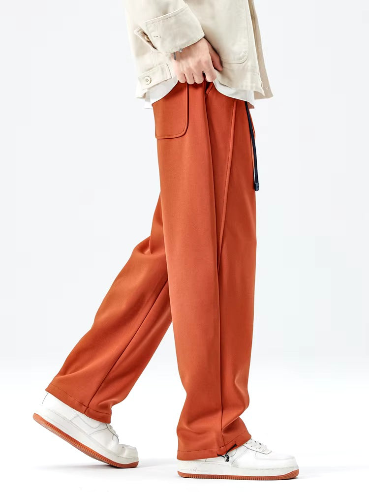Men's heavyweight joggers with a built-in belt, front pleats and elasticated cuffs at the ankle - view 2