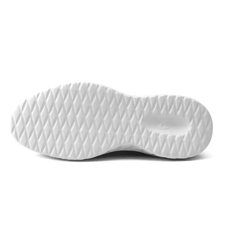 Men's knit trainers with a faux leather brogue heel, elastic laces and a white diamond-tread sole - view 9