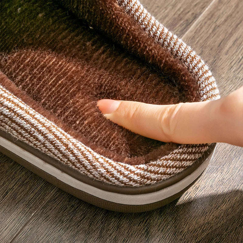 Mule slippers with a knitted upper, fleece lining, open heel and rubber sole - view 5