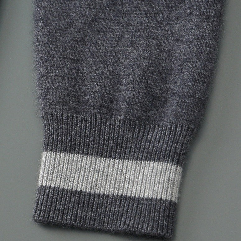 Men's knitted zip hoodie with a drawstring hood and contrast piping - view 10