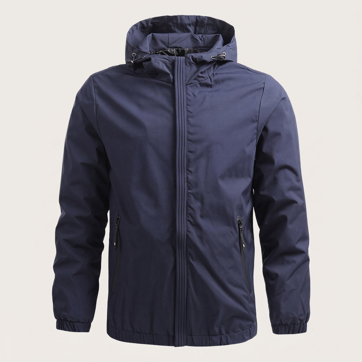 Men's lightweight hooded jacket with zip pockets - navy