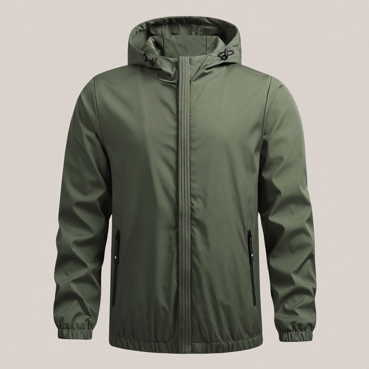 Men's lightweight hooded jacket with zip pockets - green