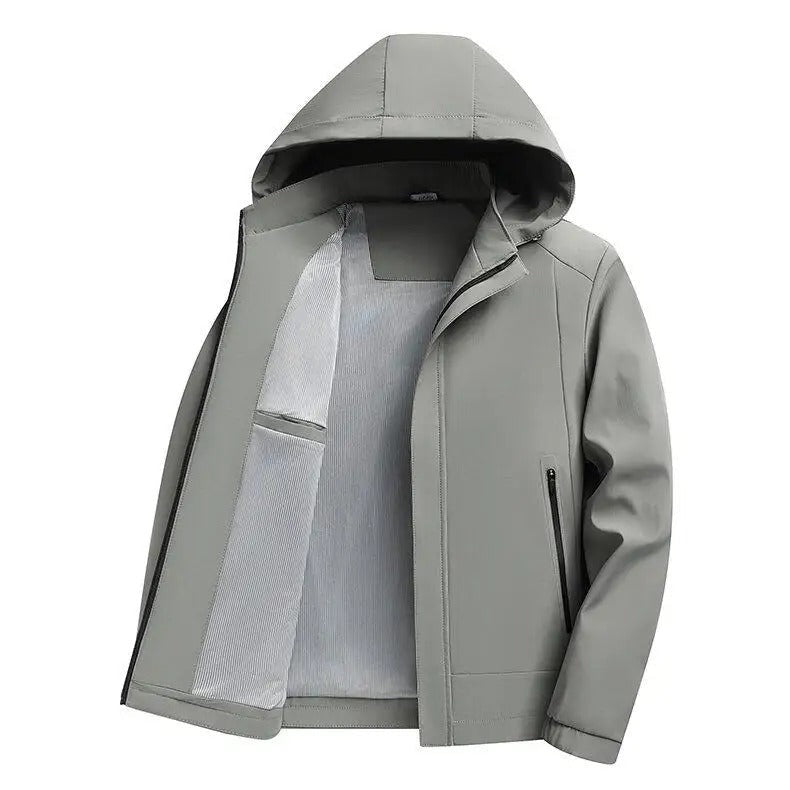 Men's lightweight jacket with a detachable hood, zip pockets and striped lining - view 6