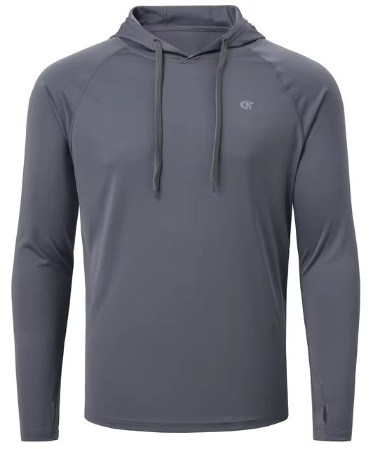 Men's lightweight sports hoodie with a drawcord hood and thumb holes - view 2