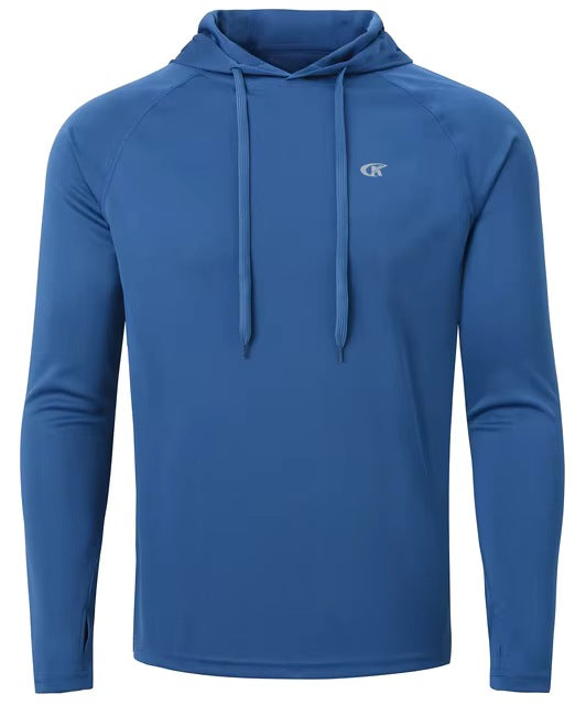 Men's lightweight sports hoodie with a drawcord hood and thumb holes - view 4
