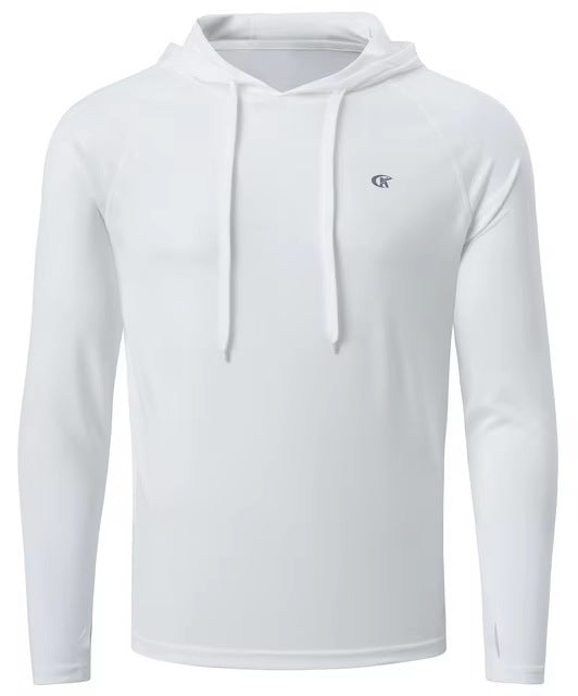 Men's lightweight sports hoodie with a drawcord hood and thumb holes - view 6