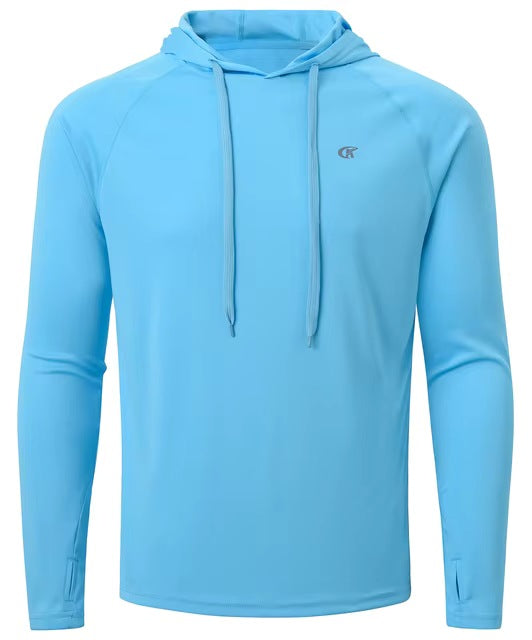 Men's lightweight sports hoodie with a drawcord hood and thumb holes - view 8