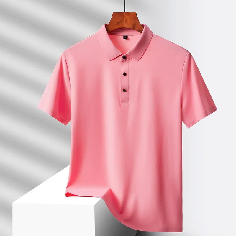 Men's lightweight stretch golf polo with a classic collar and three buttons - view 7