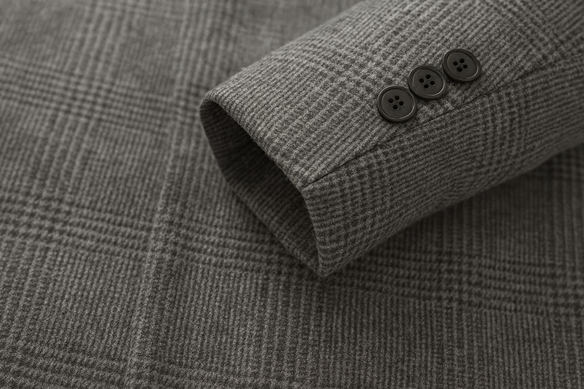 Men's long Prince of Wales check overcoat in a wool blend