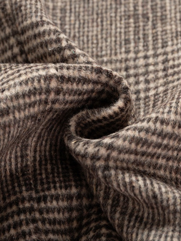Men's long Prince of Wales check overcoat in a wool blend