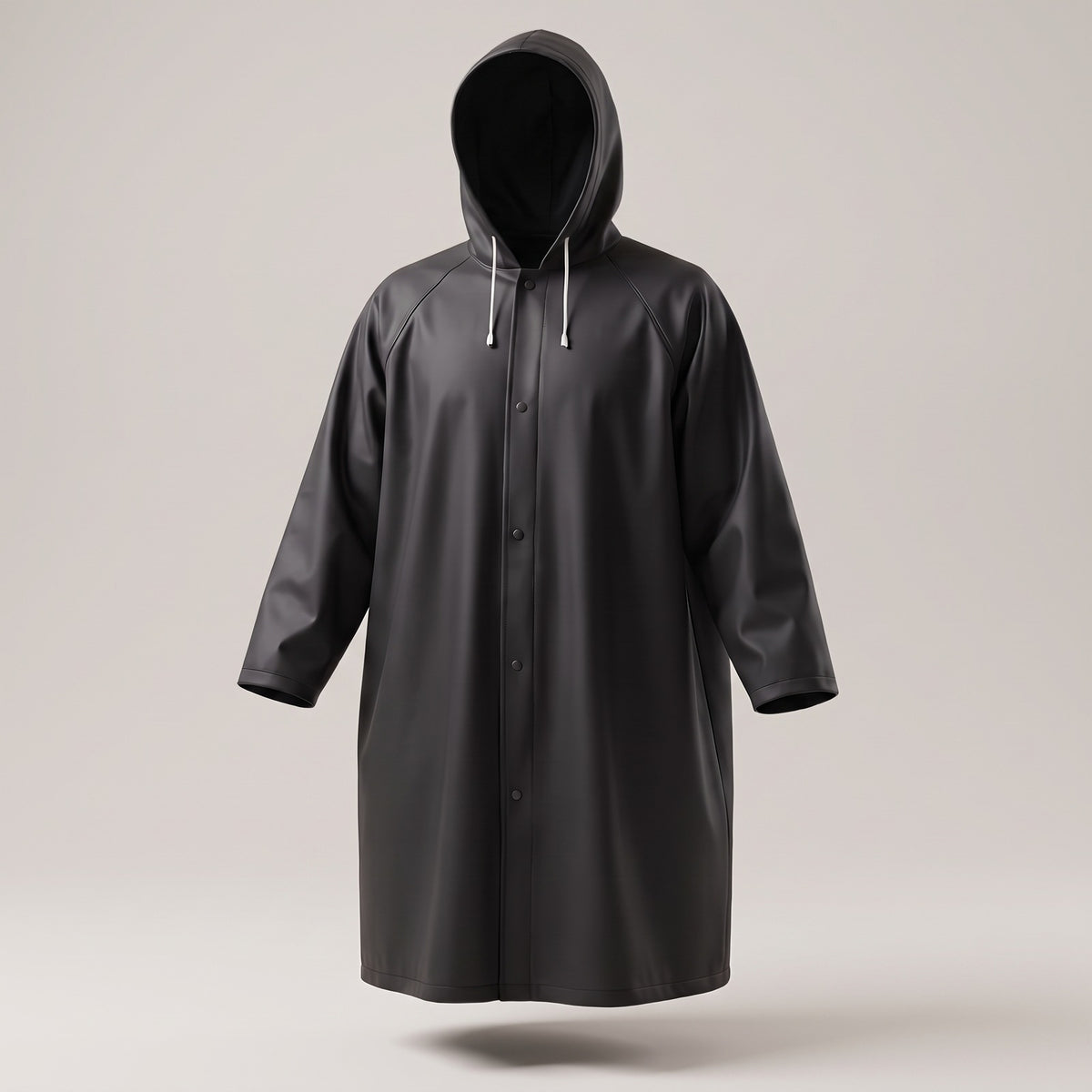 Men's long hooded raincoat with press studs - view 3