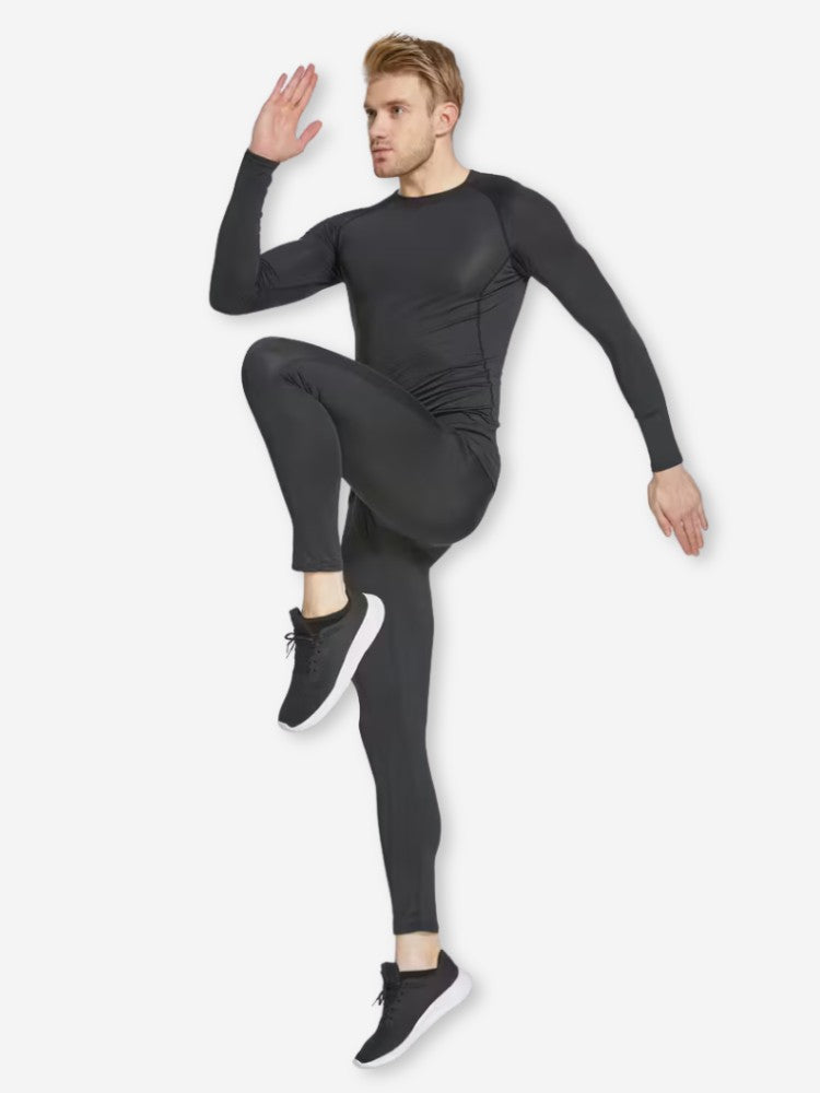 Men's long-sleeve compression top with crew neck - view 3