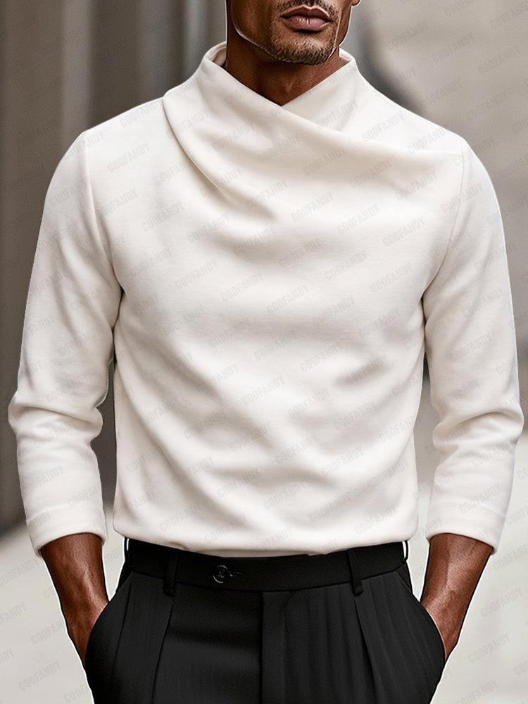 Men's long-sleeve top with a draped crossover neck - off-white