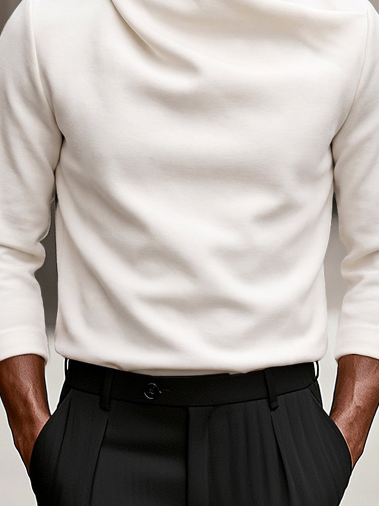 Men's long-sleeve top with a draped crossover neck - view 6