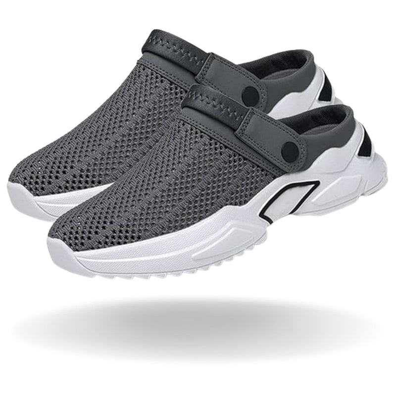Men's mesh clogs with an adjustable heel strap